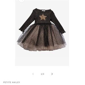 Petite Hailey Black and Gold Star Tulle Dress